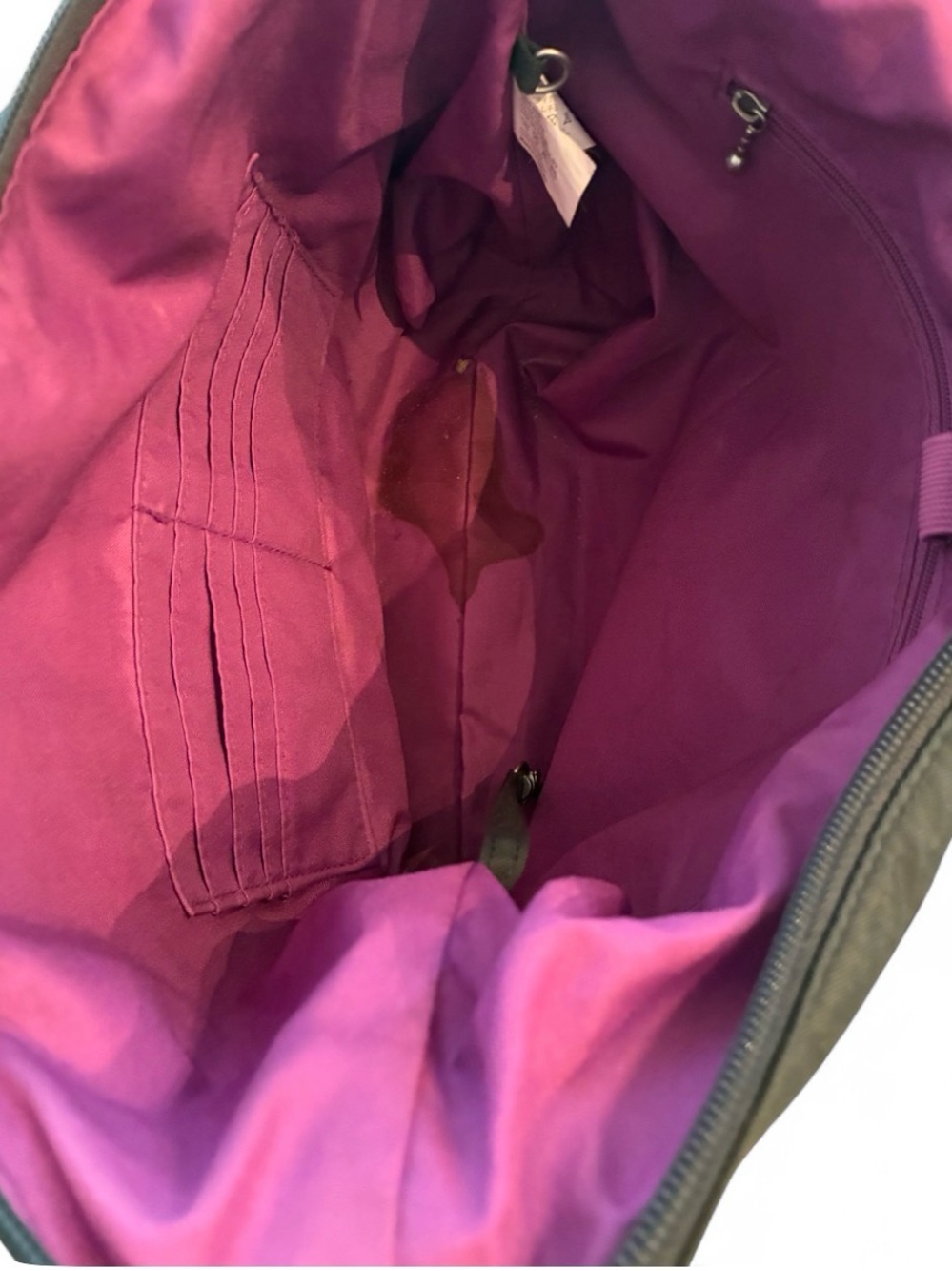 Baggallini Grey Crossbody with Silver Hardware and Purple interior - Picture 7 of 8
